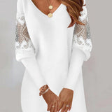 Dunwa ~ Sukienka z Koronkowymi Rękawami