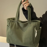 Adalira – Prążkowana torba tote z ozdobnym sznurkiem
