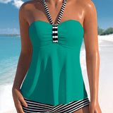 Natasza - Pasiaste tankini z odkrytymi plecami