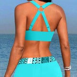 Salomea - Bikini z wysokim stanem i geometrycznym nadrukiem