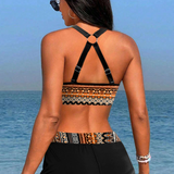 Romana - Bikini z wysokim stanem i geometrycznym nadrukiem