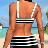 Roksana - Pasiaste bikini z wysokim stanem