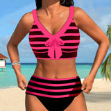 Roksana - Pasiaste bikini z wysokim stanem
