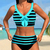 Roksana - Pasiaste bikini z wysokim stanem