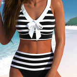 Roksana - Pasiaste bikini z wysokim stanem