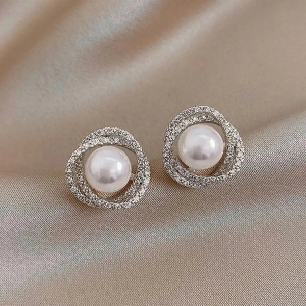 Eleganckie Spiralne Kolczyki z Perłami