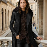 Azalia – Skórzany płaszcz z podszewką