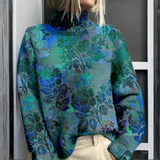 MARIE | Miękki dzianinowy sweter z kwiatowym wzorem inspirowanym głębią oceanu