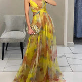 Damska plisowana sukienka maxi w kwiaty