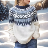 Dorota – Zimowy Sweter z Nordyckim Wzorem na Ramionach