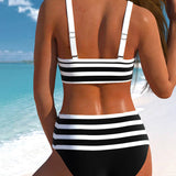 Roksana - Pasiaste bikini z wysokim stanem