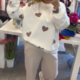 Bernadeta – Sweter z bawełny w serduszka