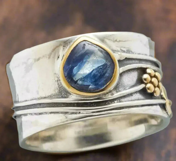 Boho Medytacyjny Pierścień z Kamieniem Szlachetnym