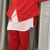 Livia - Komplet damski top i spodnie z okrągłym dekoltem