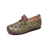 Lunaria - Wygodne płaskie buty ze skóry bydlęcej dla kobiet