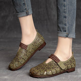 Lunaria - Wygodne płaskie buty ze skóry bydlęcej dla kobiet